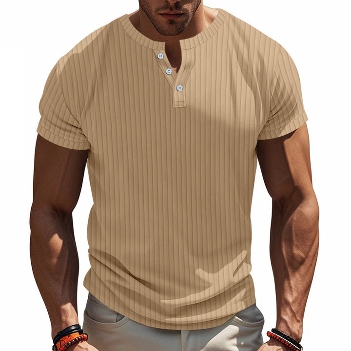 Herren Kurzarm-Henley-T-Shirt mit strukturiertem Design Aliams
