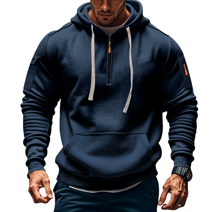 Herren Funktions-Hoodie mit halbem Reißverschluss und praktischen Taschen Aliams