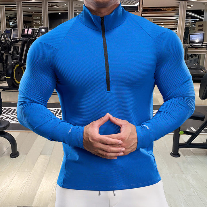 Herren Hochwertiges Funktionsoberteil mit Stehkragen und kurzem Reißverschluss Aliams