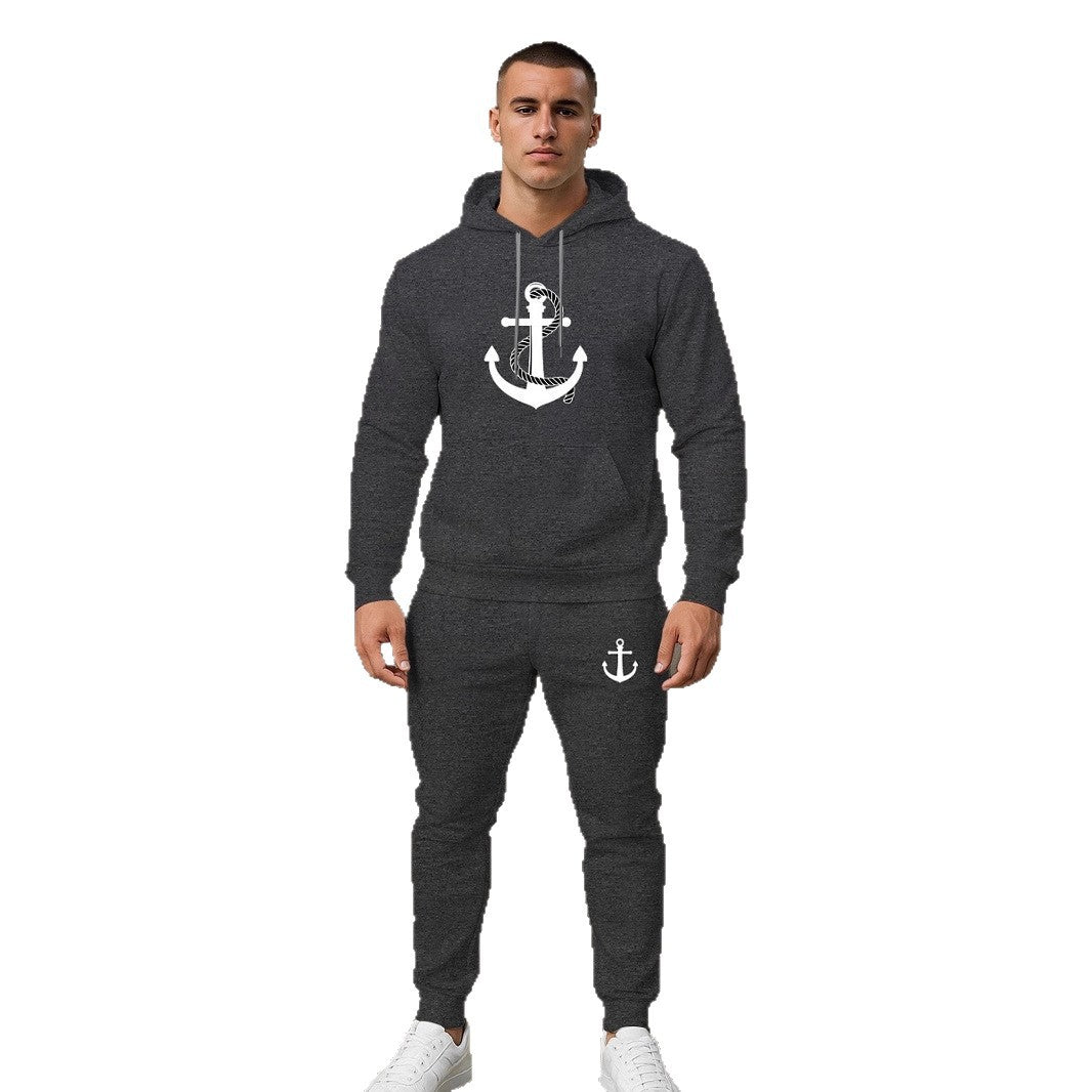 Herren Hoodie- und Jogginghose-Set mit maritimem Ankerdesign Aliams