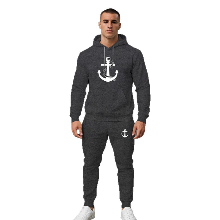 Herren Hoodie- und Jogginghose-Set mit maritimem Ankerdesign Aliams