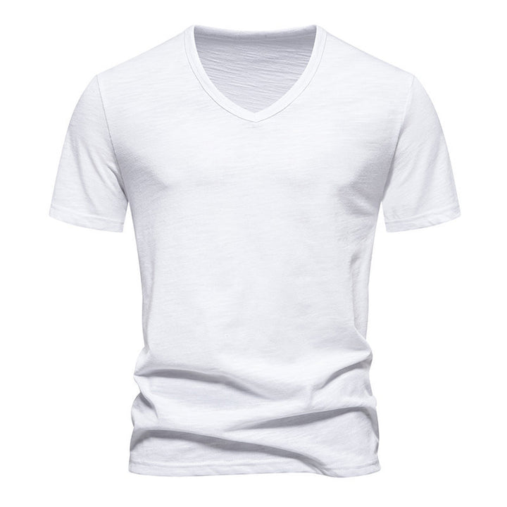 Herren V-Ausschnitt T-Shirt aus atmungsaktiver Baumwolle mit komfortablem Sitz Aliams