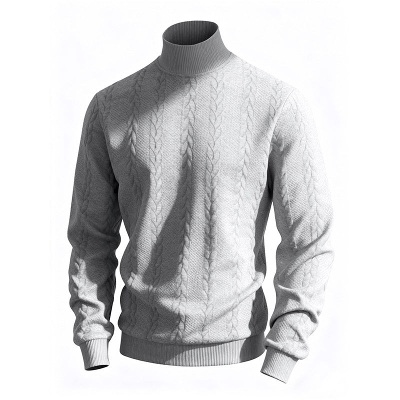 Herren Strickpullover mit Stehkragen und Zopfmuster Aliams