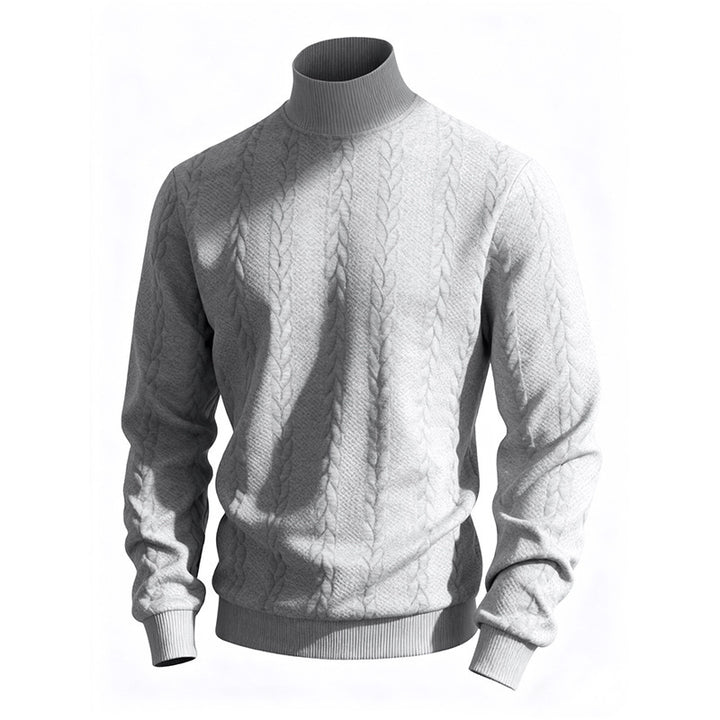 Herren Strickpullover mit Stehkragen und Zopfmuster Aliams