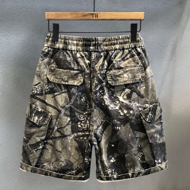 Herren Cargo-Shorts mit praktischem Camouflage-Muster und elastischem Bund Aliams