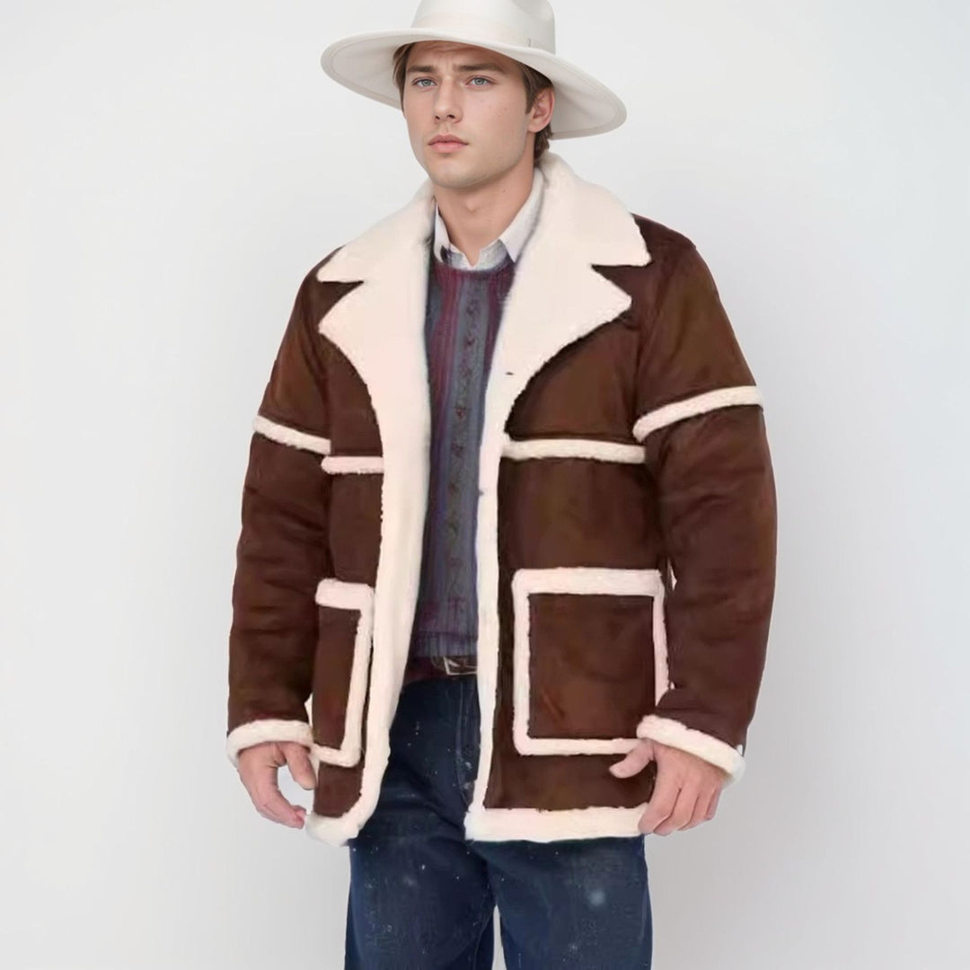 Herren elegante Outdoor-Jacke mit luxuriösem Lammfell-Futter Aliams