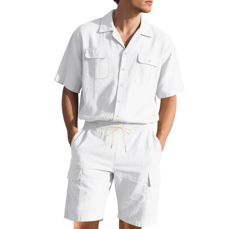 Herren Freizeit-Outfit mit lässigem Hemd und praktischen Cargo-Shorts Aliams