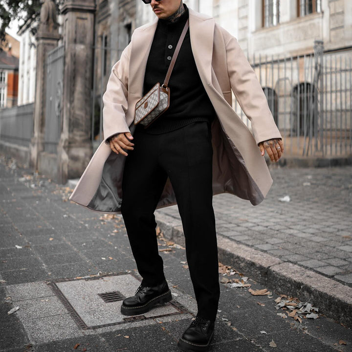 Herren eleganter Übergroßer Wollmantel Aliams