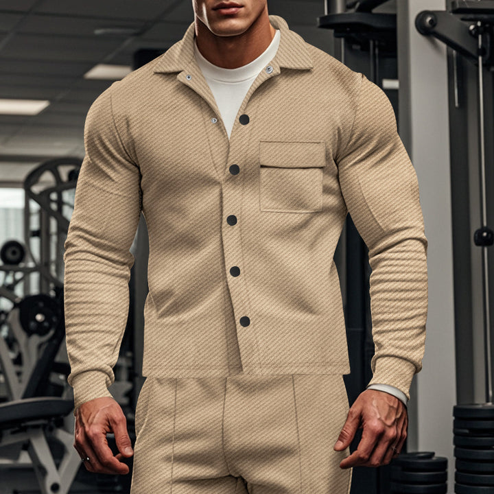 Herren Herrenjacke aus angenehmem Stoff mit modernen Knopfdetails und Brusttasche Aliams