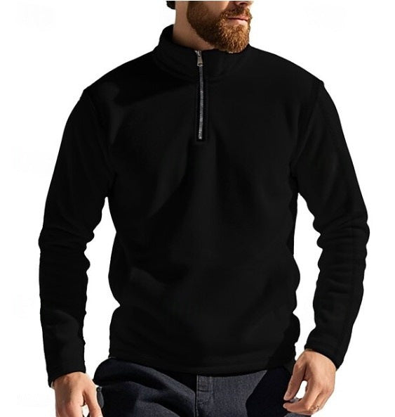 Herren Fleece Pullover mit halbem Reißverschluss und hohen Kragen Aliams