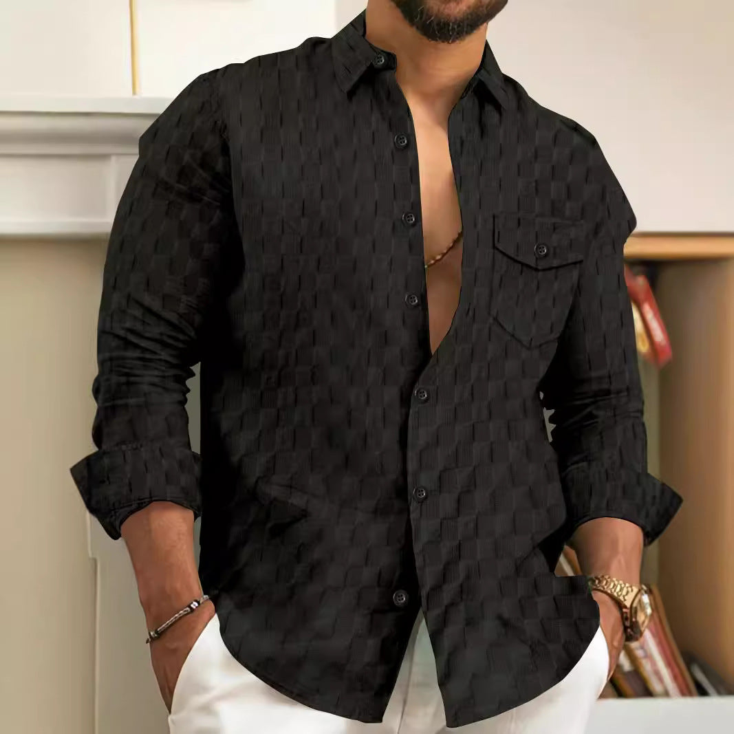 Herren Hemd mit modernem Strukturdesign und praktischen Taschen Aliams