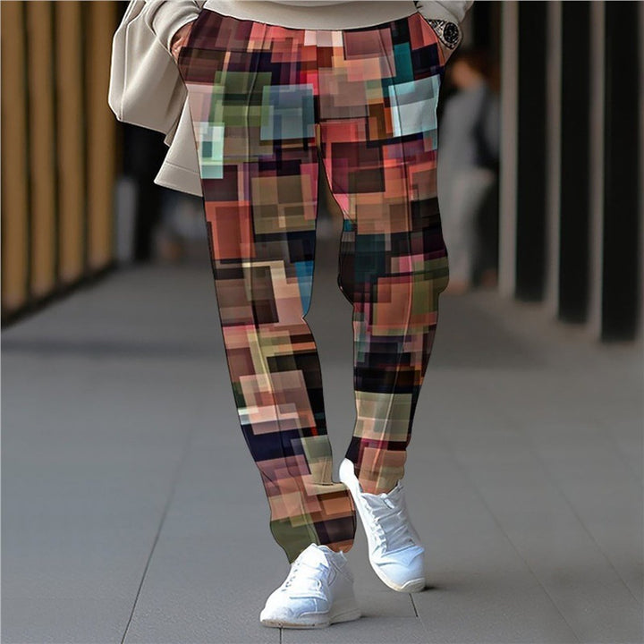 Herren Freizeit-Hose mit geometrischem Design und elastischem Bund Aliams