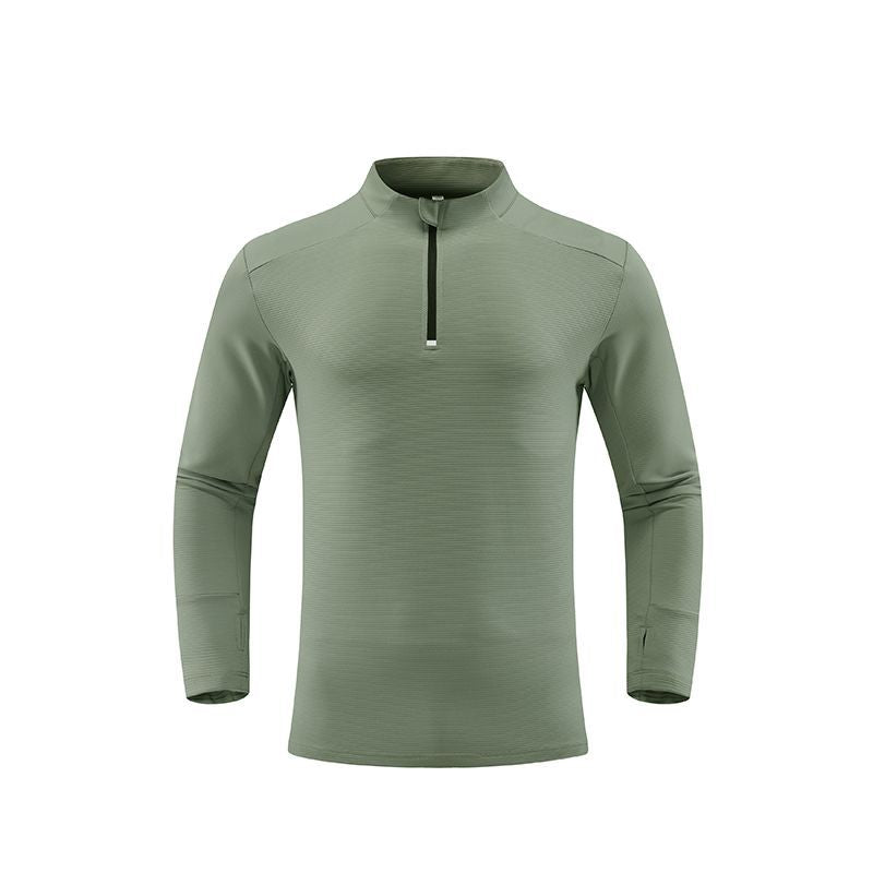 Herren atmungsaktives Langarm Funktionsshirt mit Stehkragen Aliams