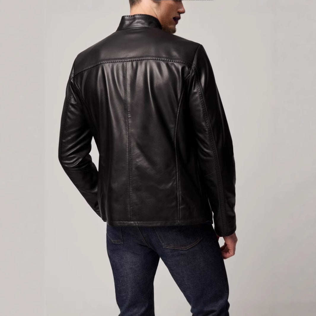 Herren elegante Lederjacke mit sportlichem Reißverschluss Aliams