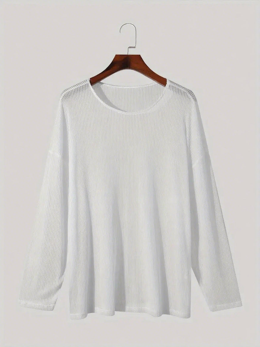 Damen Langarmshirt mit strukturiertem Rippenmuster und lässigem Schnitt Aliams