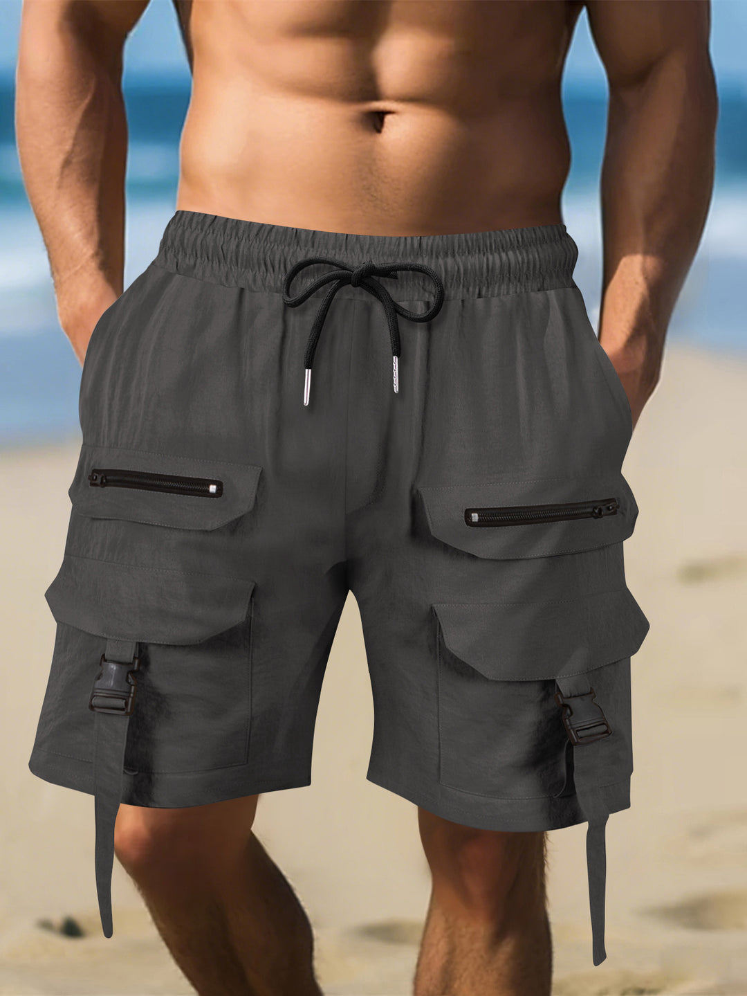 Herren Cargo-Shorts mit multifunktionalen Taschen und verstellbarem Bund Aliams