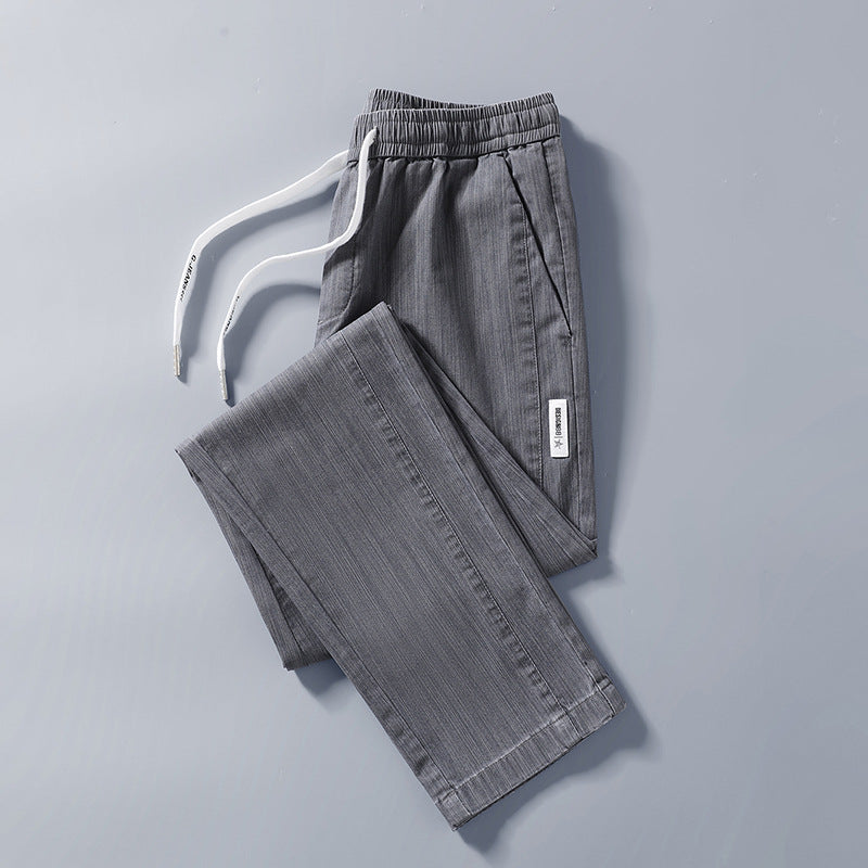 Herren bequeme Chinohose mit verstellbarem Bund und seitlichen Taschen Aliams