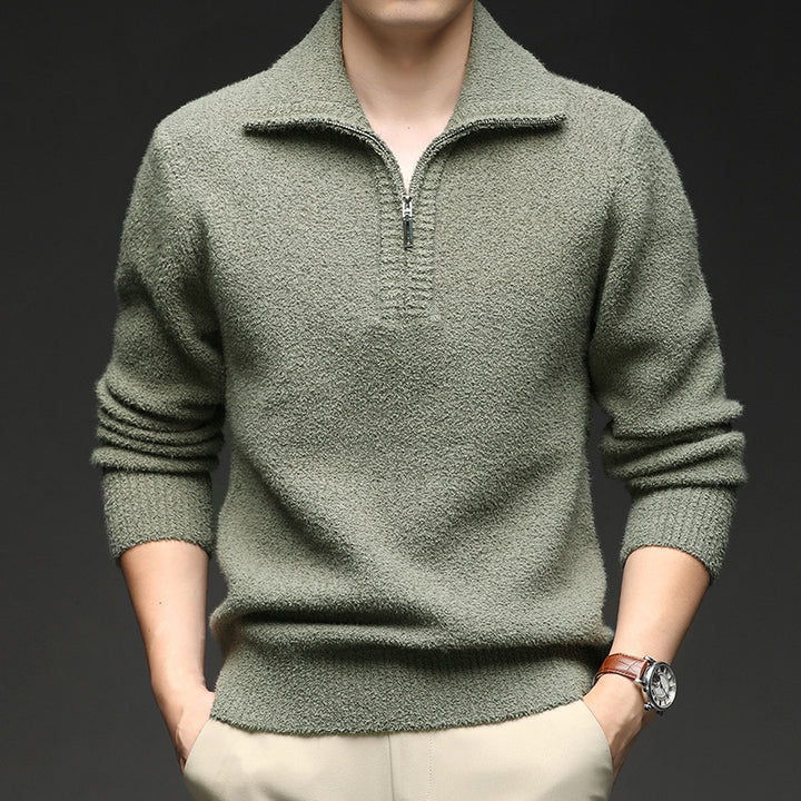 Herren Pullover mit hohem Kragen und Reißverschluss Aliams