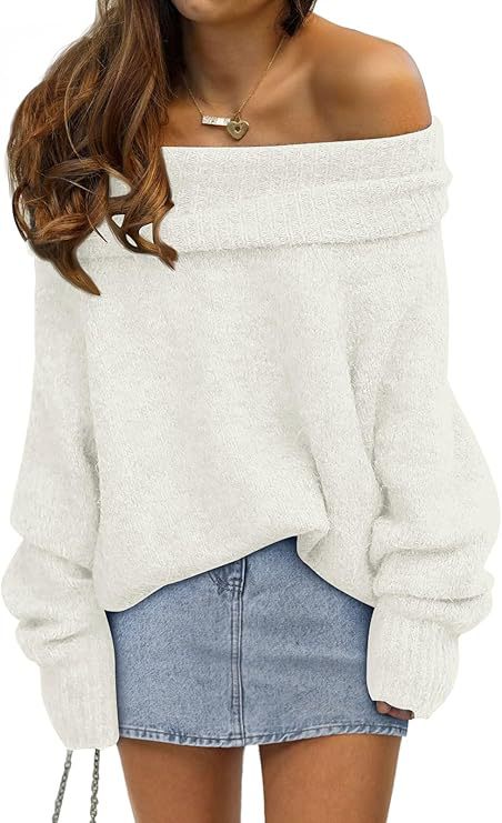 Damen Oversized Pullover mit schulterfreiem Design Aliams