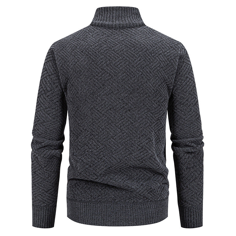 Herren Strickjacke mit modernem Zipper und kreativem Muster Aliams