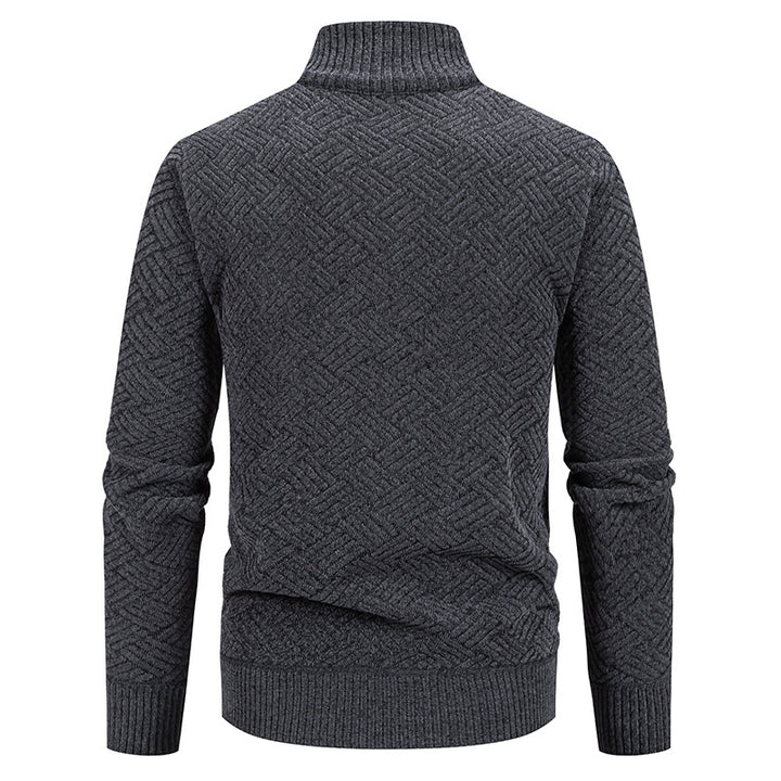 Herren Strickjacke mit modernem Zipper und kreativem Muster Aliams