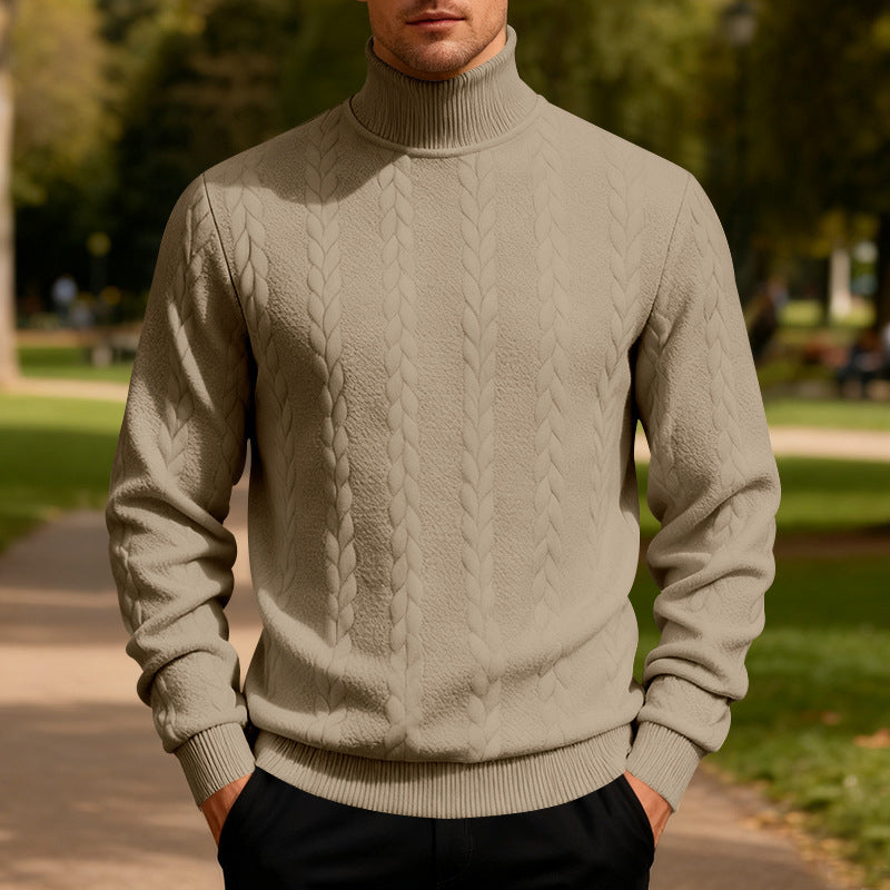 Herren Strickpullover mit Stehkragen und Zopfmuster Aliams