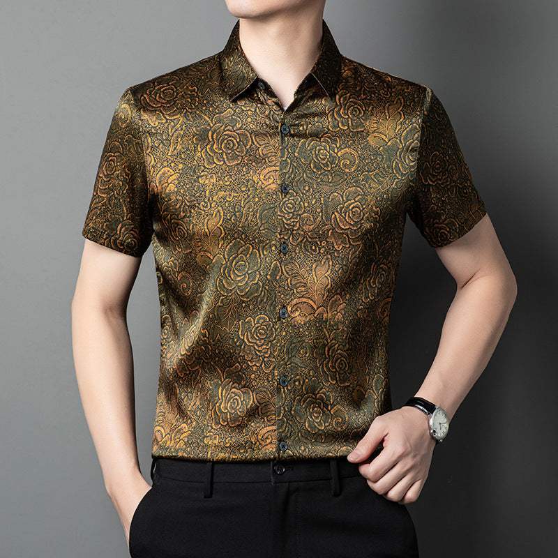 Herren Kurzarmhemd im floralen Design Aliams