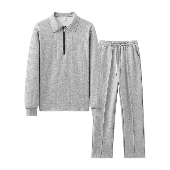 Herren gemütlicher Freizeitanzug mit Reißverschluss und Rippstruktur Aliams