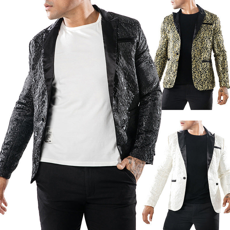 Herren eleganter Pailletten-Brokatblazer Aliams