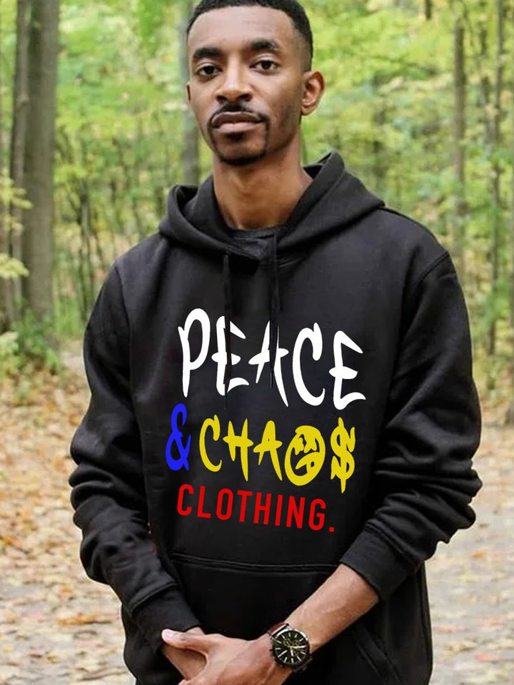 Herren Kapuzenpullover mit auffälligem Schriftzug und praktischen Taschen Aliams