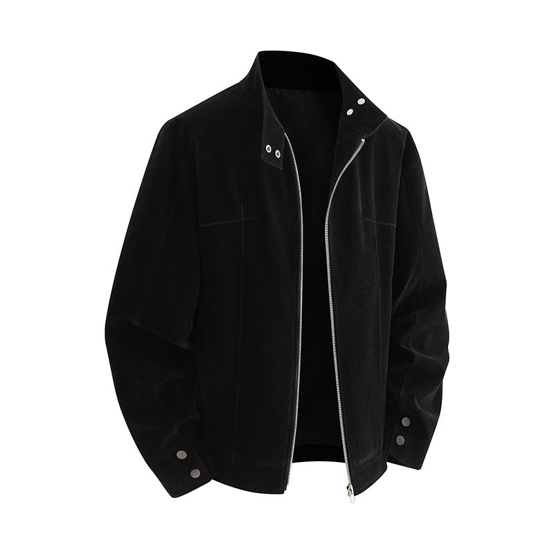 Herren Freizeitjacke aus weichem Kunstleder mit praktischem Kragen und Reißverschluss Aliams