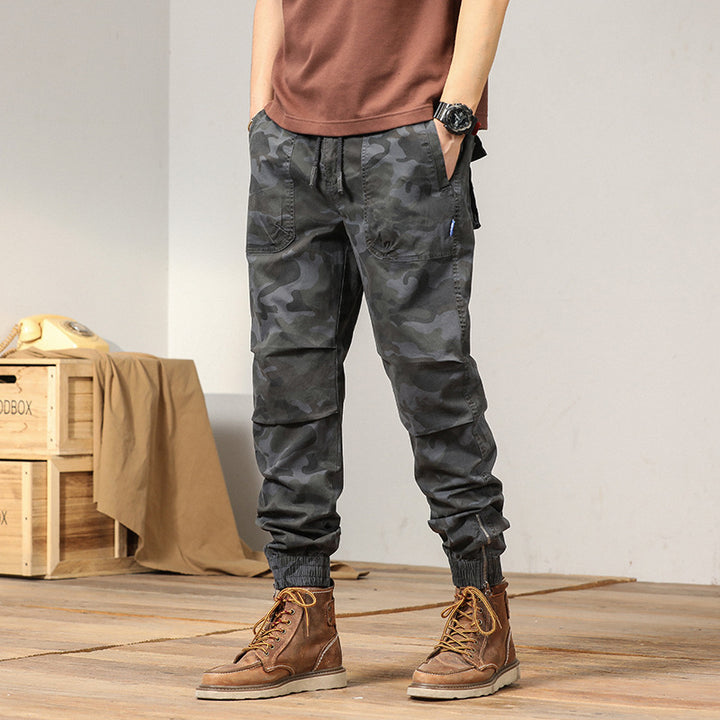 Herren Cargohose im lässigen Camouflage-Design mit elastischem Bund und mehreren Taschen Aliams