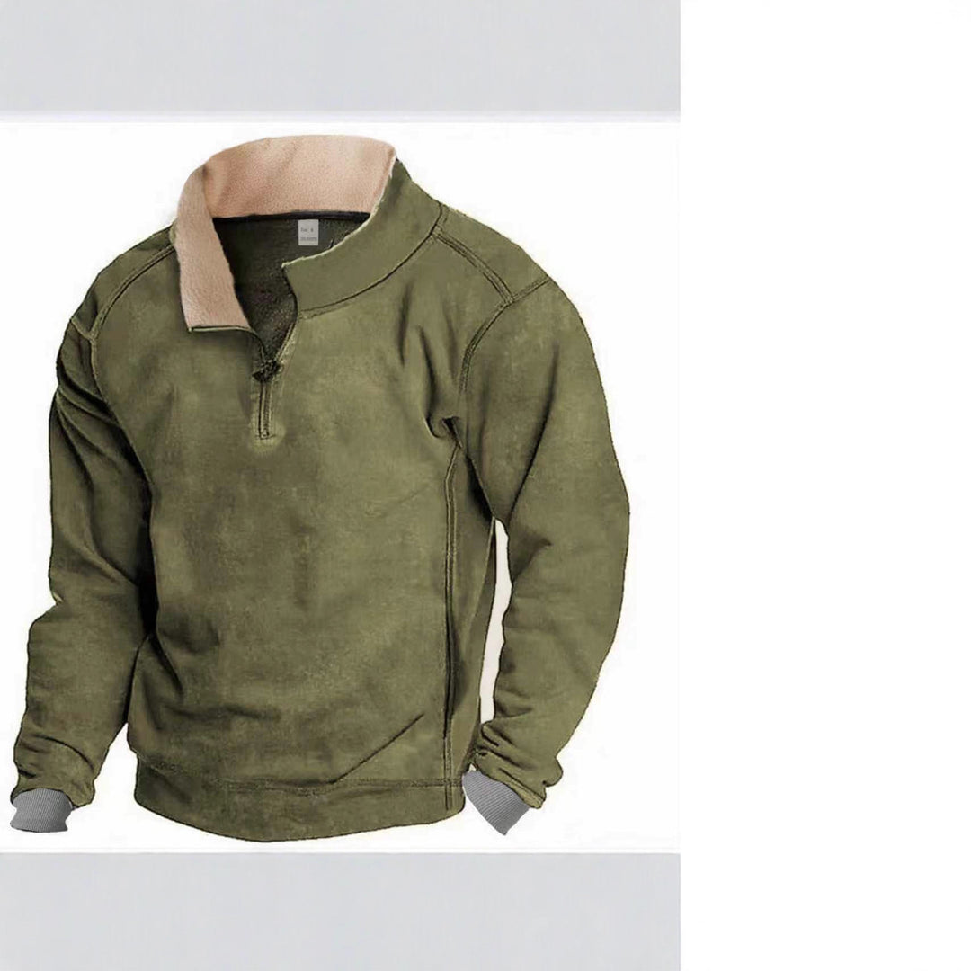 Herren Fleece-Pullover mit Stehkragen und Reißverschluss Aliams