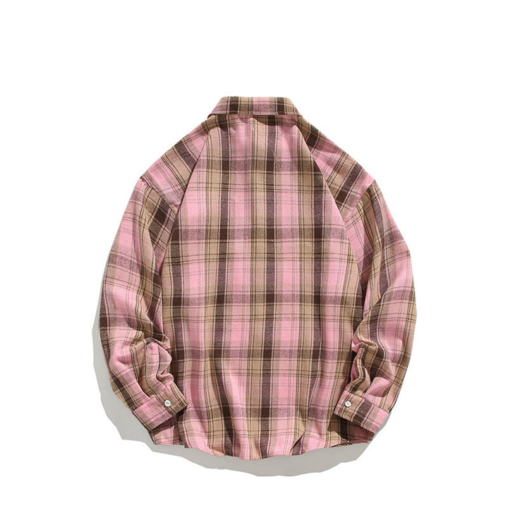 Herren kariertes Freizeithemd mit offenem Kragen und Brusttasche Aliams