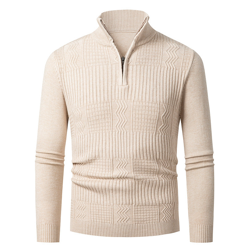 Herren Strickpullover mit modernem Reißverschluss und strukturierter Oberfläche Aliams