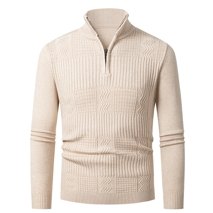 Herren Strickpullover mit modernem Reißverschluss und strukturierter Oberfläche Aliams