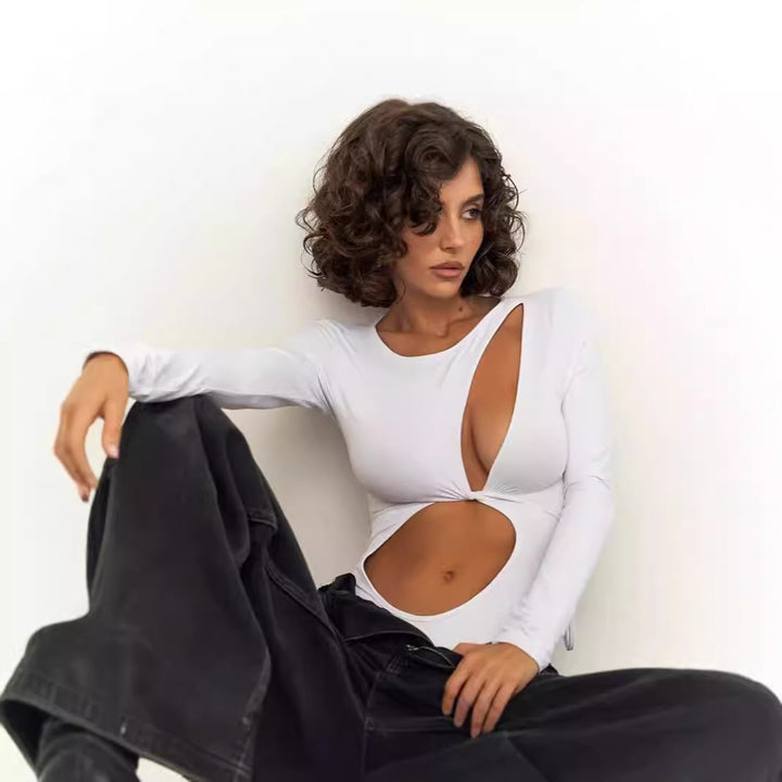 Damen Einteiliger Badeanzug mit innovativem Cut-Out und langem Arm Aliams