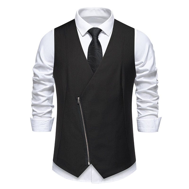 Herren Weste mit asymmetrischem Zipper-Design und modernem Schnitt Aliams