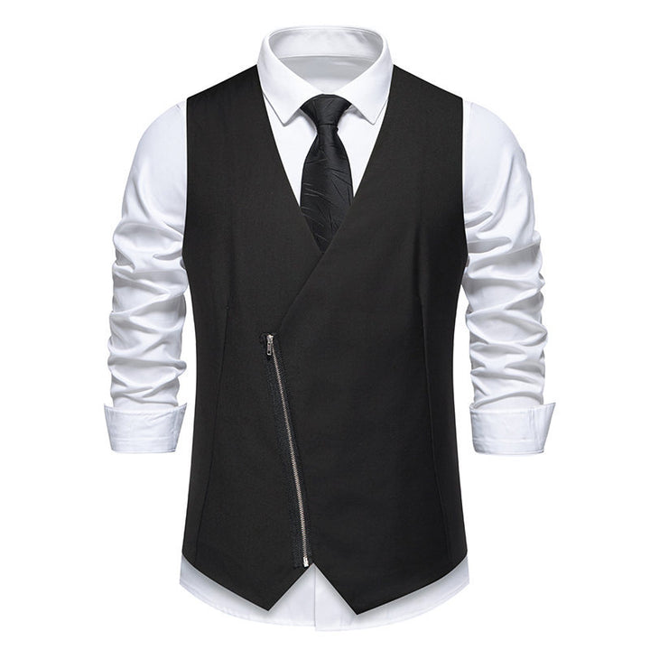 Herren Weste mit asymmetrischem Zipper-Design und modernem Schnitt Aliams