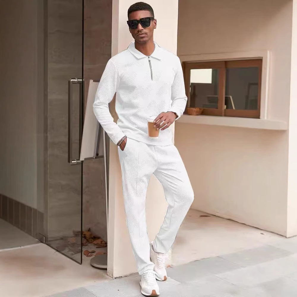 Herren Freizeit-Oberteil und Hose Set mit strukturiertem Design Aliams