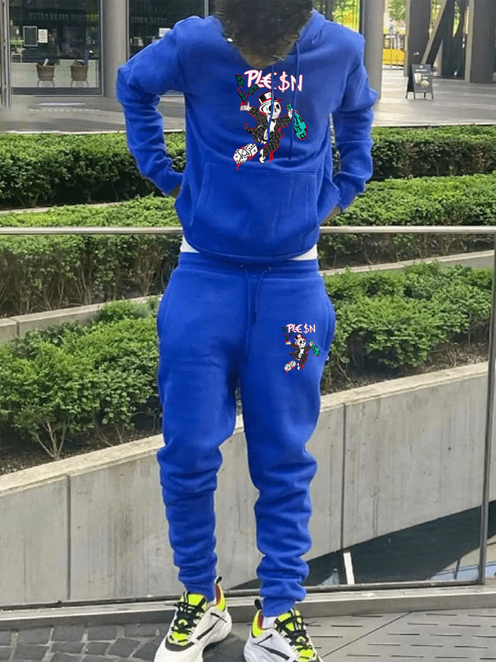 Herren Jogginganzug mit auffälligem Grafikdesign und praktischem Kängurutaschen Aliams