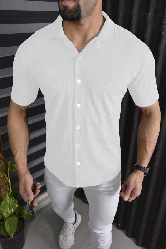 Herren Kurzarm-Hemd mit feinem Rippendesign Aliams