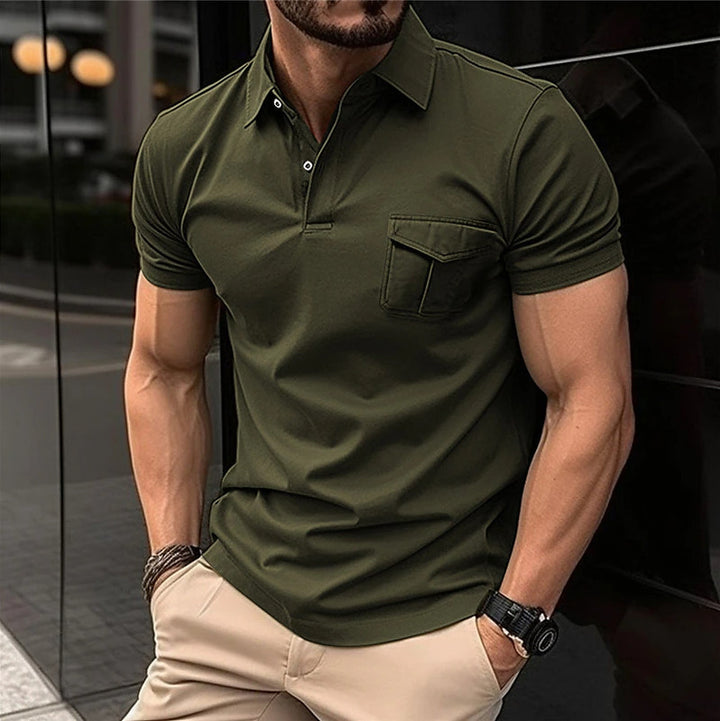 Herren Kurzarm Poloshirt mit praktischer Brusttasche und modernem Schnitt Aliams