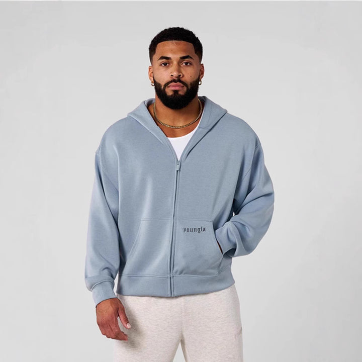 Herren Kapuzenpullover mit durchgehendem Reißverschluss und praktischen Taschen Aliams