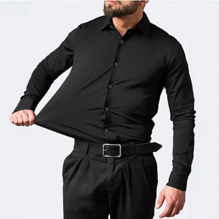 Herren Slim Fit Langarmhemd mit atmungsaktivem Stretchstoff Aliams