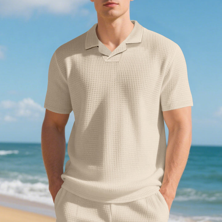 Herren hochwertiges Kurzarm-Polohemd mit strukturiertem Design und modischem Kragen Aliams