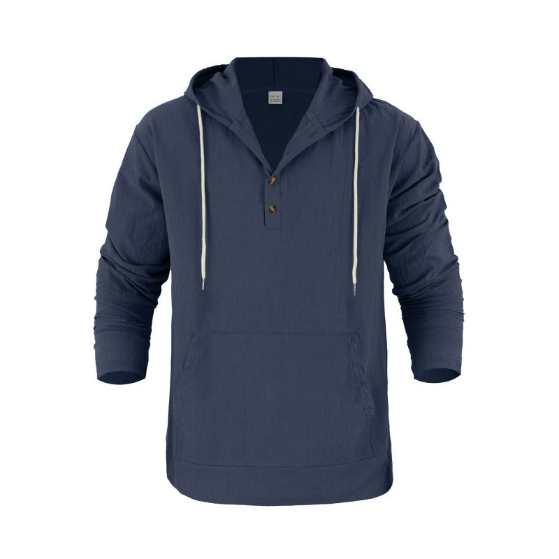 Herren Pullover mit Kapuze und Knopfleiste Aliams