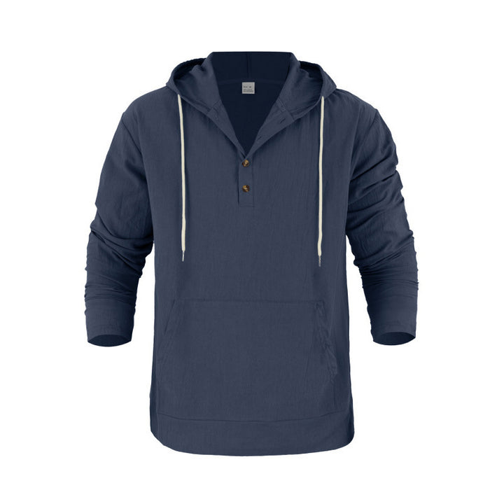 Herren Pullover mit Kapuze und Knopfleiste Aliams