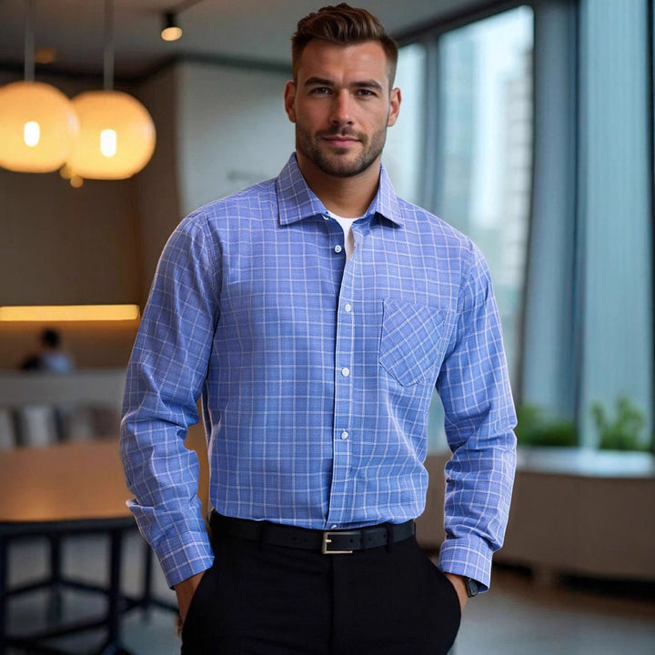 Herren Karo Langarmhemd mit moderner Passform Aliams