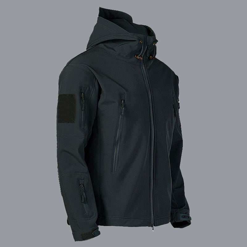 Herren technische Softshell-Jacke mit multifunktionalen Taschen und verstellbarem Kapuzensystem Aliams